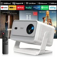 XGODY Tragbarer Smart-Projektor UHD-Beamer (25000 lm, 15000:1, 1920x1080 px, Native 1080p Android 14 unterstützt 200'' 4K-Video-Outdoor-Projektor)