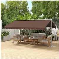 Outsunny Markise 4,5 x 3,4m Standmarkise mit Handkurbel, Ausziehbar (Gartenmarkise, 1-St., Terrassenüberdachung) für Garten, Terrasse, Kaffee