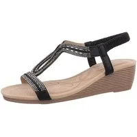 Ital-Design Damen Freizeit Keilsandalette (86016669) Keilabsatz/Wedge Keilsandaletten in Schwarz