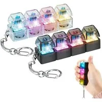 ibettertec Fidget-Gadget Tastatur Fidget, Tastatur Schlüsselanhänger mit Bunter LED Licht, Fingertastatur Stressabbau Erwachsene Clicker Fidget Spielzeug