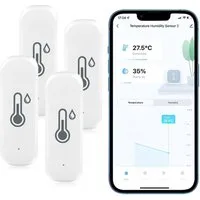 i@home Hygrometer WLAN-Hygrometer-Thermometer-Sensor, (4-St., 2er-Pack), App-Benachrichtigung und Alarmfunktion, kompatibel mit der Tuya-App