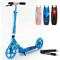 ALVIX Cityroller Kinderroller K-Serie mit Handbremse, (Einzelartikel, 1 Scooter, 1 Tragegurt, 1 Bedienungsanleitung), 200-mm-LED-Räder, breites 120-mm-Deck, faltbar, Tragegurt