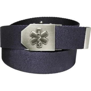 Einsatzgürtel mit Rettungsdienst-Emblem und Flaschenöffner an der Schnalle in blau OHNE Geschenkdose