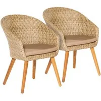 MERXX Gartenstuhl Arrone (Set, 2 St), 2er Set, Alu/Polyrattan/Akazie, beige, inkl. Auflage