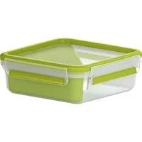 CLIP & GO Sandwichbox 0,85 Liter, Lunch-Box hellgrün/transparent, mit Einsatz in typischer Dreiecksform