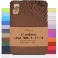 NatureMark Spannbettlaken Mikrofaser Spannbetttuch, Polyester, Gummizug: rundum, viele Größen und Farben Markenware, 200x220 cm, Schoko braun