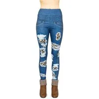 cosey Leggings Bedruckte Bunte Damen Leggings (Einheitsgröße XS-L) Jeans Leo Patches