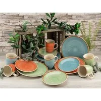 CreaTable Kombiservice Geschirr-Set Country (24-tlg), 6 Personen, Steinzeug, Service, Spiraldekor, 24 Teile, für 6 Personen