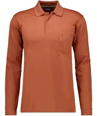 RAGMAN - Softknit-Polo mit Brusttasche, Langarm kürbis - Gr. - 3XL