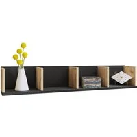 VCM Wandregal Honsa Bücherregal B. 97 x T. 17 x H. 17 cm, Wandmontage für Wohnzimmer, Flur oder Büro, 4 Fächer, Holzwerkstoff