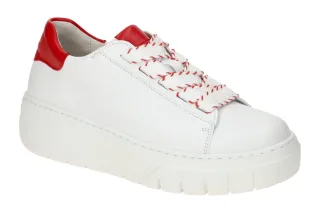 Gabor 63.222 Damen Plateau Sneaker Wei?/Flame Bequeme Schn?r-Halbschuhe