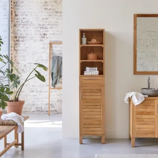 Hochschrank Badschrank Highboard Badmöbel Regal aus Teak 180 cm Natur neu