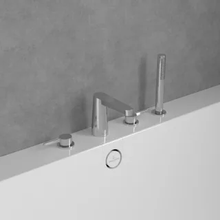 Villeroy und Boch Conum Vierloch-Badewannenarmatur TVT12700200061 mit Handbrause, chrom
