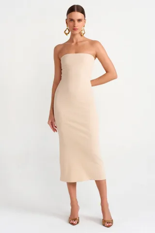 Hüftengrad Midi-Kleid ohne Träger