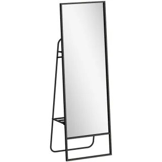 Homcom Ganzkörperspiegel, Schwarz, Metall, 38x157x50 cm, Spiegel, Standspiegel