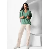 MADELEINE Strickpullover Casual Strickpullover mit V-Ausschnitt Langarmshirt mit eleganten Rippstrickabschlüssen und Langarm