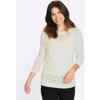 Sieh an! Strickpullover Ajour-Pullover 3/4-Arm Ajour
