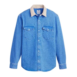 Levis - "Western" Hemdjacke für Herren, Kontrastkragen, Denim (Klassische Blauwäsche)