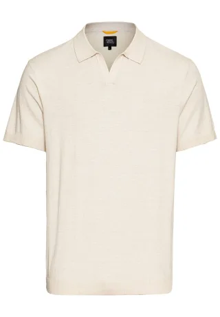 camel active - Strick-Poloshirt aus Baumwoll-Leinen-Mix ecru - Gr. - XL