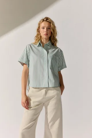 THE FASHION PEOPLE - Blouse striped sage mist striped - Gr. - 44