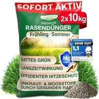 DÜNGEMEISTER Rasendünger Frühjahr/Sommer für sofort saftiges Grün, mit revolutionärer KI Formel - Langzeit NPK/Organisch