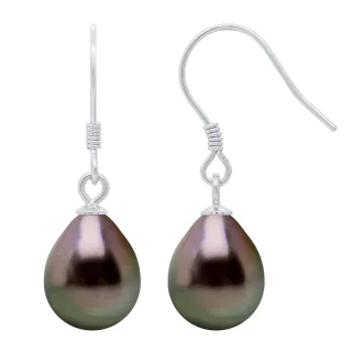 Ohrringe aus Silber 925 und echten Tahiti-Zuchtperlen Birne 9-10 mm