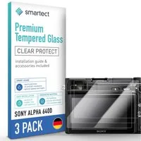 smartect Displayschutzglas Schutzglas Panzerfolie Klar für Sony Alpha 6400, Set, 3 Stück, Schutzfolie Glasschutz Bildschirm