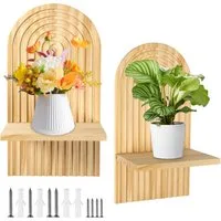 Holz Lichter Wandregal Schweberegal, Küchenregal, Pflanzenregal Boho Holz Wanddeko, 2-tlg., langlebig, stabiles Design, einfache Montage