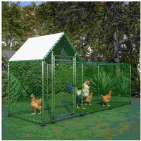 ANYSUN Hühnerstall Freilaufgehege, Metall Hühnerhaus Voliere mit Auslauf, Großes Außengehege für Hühner im Garten mit stabilem Metallrahmen