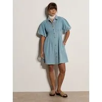 Apricot Minikleid Hemdblusenkleid aus Jeans