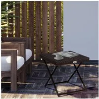 Outsunny Gartentisch klappbar, Polyrattan, Gartenmöbel (Couchtisch, 1-St., Beistelltisch), für Garten, Balkon, Braun