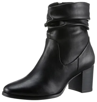 MARCO TOZZI Stiefelette, Blockabsatz, Businessschuh mit Falten im slouchy Look