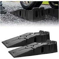 FIVMEN Auffahrrampe Kunststoff KFZ Rampe Set Auffahrt Plattform Hebebühne bis 2.5 Tonnen (2er Set), für Schwerere Fahrzeuge Pkw Auto