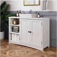 Bealife Waschbeckenunterschrank Badezimmerschrank 90 x 30 x 60 cm, mit 2 Türen, 5 Fächern