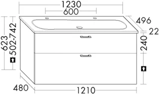 Burgbad Keramik-Waschtisch+Waschtischunterschrank System 30 Preisgruppe 3 Diago Weiß SHAW123F1507C0001