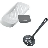 WESTMARK Spätzlereibe Set, 2tlg., 1 Spätzlereibe mit flexiblem Schaber, Spatzl + 1 Schöpflöf, ABS, PA, inkl. Schöpflöffel