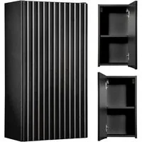 Lomadox Hängeschrank NEWPORT-56-BLACK 30cm Badschrank 1-türig schwarz gerillt grifflos
