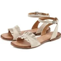LASCANA offener Schuh, Sandale Sandalette, Sommerschuh aus hochwertigem Leder mit kleinen Rüschen