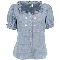 Orbis Textil GmbH & Co. KG Trachtenbluse Trachtenbluse - DARLINA - jeans, mittelrot, trachtengrün
