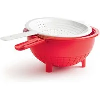 TUPPERWARE Küchensieb Tupperware Saladin® Praktisches Sieb-Doppel in rot-weiß