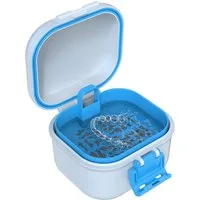 ibettertec Zahndose Prothesenfall Organizer mit Sieb Zahnprothesen-Behälter (Set, Einschichtige Zahnersatz-Reinigungsbox mit Verschlussclip), Mit Sieb zum Einweichen von Prothesen, für Zahnspangen und Schiene