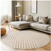 Carpettex Designteppich Skandinavischer Boho, Rund, Höhe: 8 mm, Teppich Wohnzimmer, Schlafzimmer, Gästezimmer
