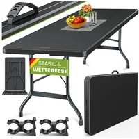 tillvex Gartentisch Gartentisch Buffettisch klappbar Kunststoff 180x75cm, Klapptisch mit Tragegriff Garten Terrasse und Balkon, Campingtisch