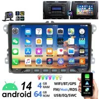 ESSGOO 9" Android 14 64G Für VW GOLF 5 6 Touran Tiguan Polo Passat Caddy EOS Autoradio (DAB+ (optional), FM, RDS, Carplay Android Auto GPS Navi Touchscreen Bluetooth FM RDS WIFI USB)