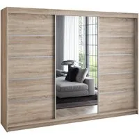 A&J MöbelLand GmbH Schiebetürenschrank VILUNO mit 4 Schubladen und Spiegel (nur für kurze Zeit! TOP ANGEBOT! Geräumiger Schrank mit einer Breite von 200 cm und Spiegel, ideal zur Aufbewahrung von Kleidung und Accessoires. 4 Schubladen und viel Staura