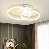 ZMH LED Deckenleuchte Wohnzimmer 2 Ringe Modern Runde Deckenlampe 24W 3000K Flur Hotel, Augenschutz, Einfache Installtion, LED fest integriert, Warmweiß, Schlafzimmerlampe Drehbar küchenlampe für Schlafzimmer Küche