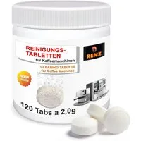 RENZ Reinigertabs a`2g Reinigungstabletten (passend für Kaffeevollautomaten und Siebträgermaschinen, [120-St. wie Siemens Bosch DeLonghi Melitta Beem Krups Philips Gastroback Sage in Dose)
