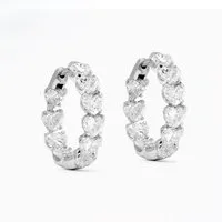 ROUGEMONT Paar Creolen Funkelnde Herz Damen Creolen Ohrringe 925 Silber 18K Gold, Echtschmuck