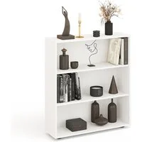 KOMTO Bücherregal Lumo 80 cm breit Regal mit 3, 4, 6 Ebenen und Höhenverstellbare Regale, Aufbewahrungsregal Bookshelf Weiß
