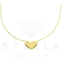 Stella-Jewellery Collier Damen Kette mit Herz Anhänger 585er Gelbgold 45 cm, Anhänger mit Kette